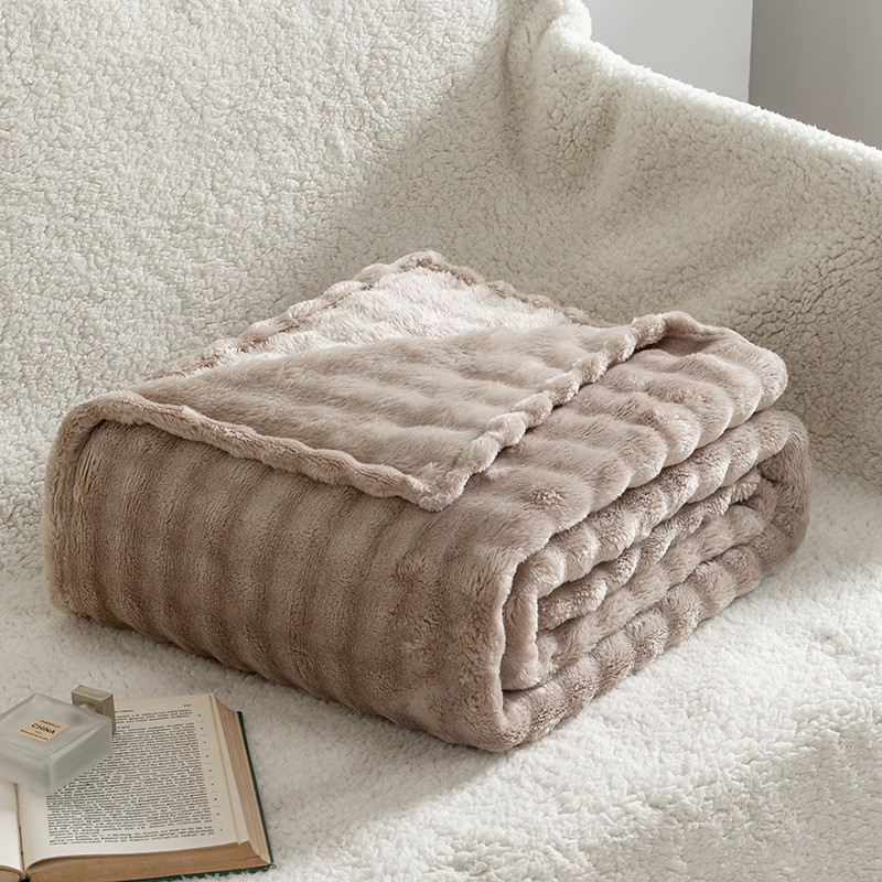 (165x95cm) Weiche Kuschel Decke TV Lounge Plüschdecke - Khaki