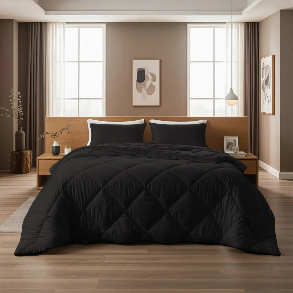 Dekbed zonder Overtrek Diamond 140x200 – Incl. Kussenslopen – Wasbaar – Zwart