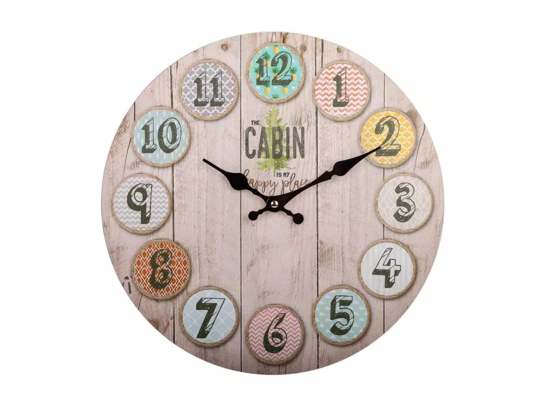 Horloge murale en bois marron d34x2h