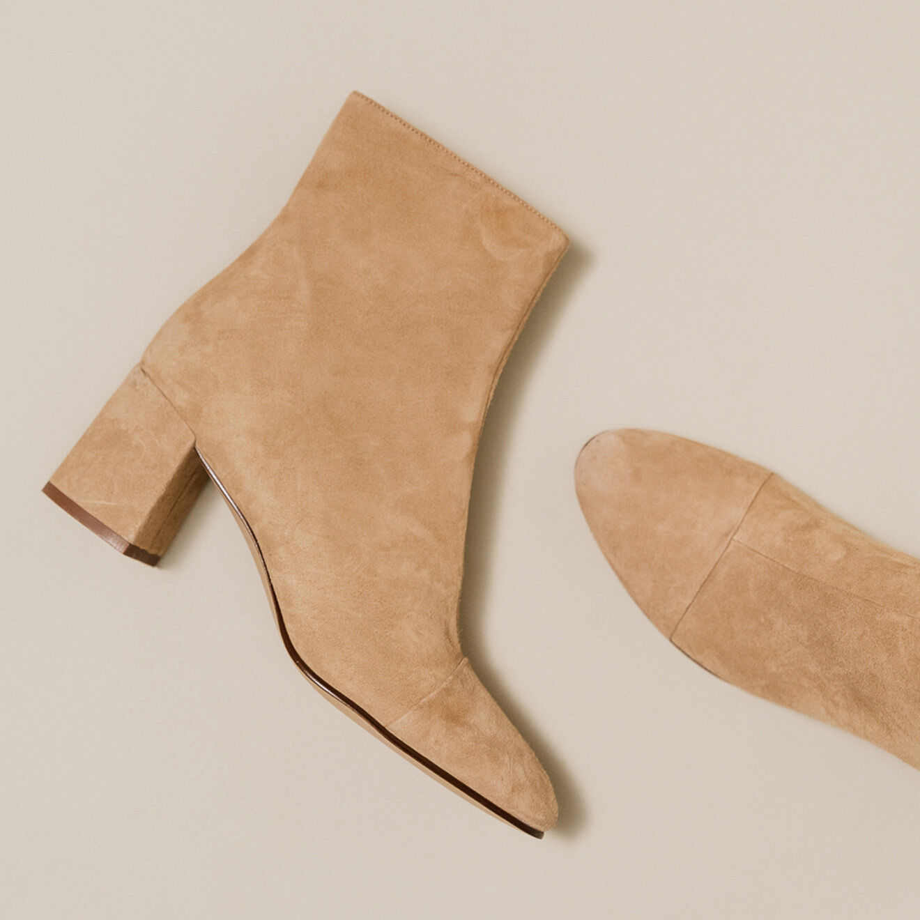 Jonak Boots en Velours de Cuir Doniama beiges - Talon 6 cm