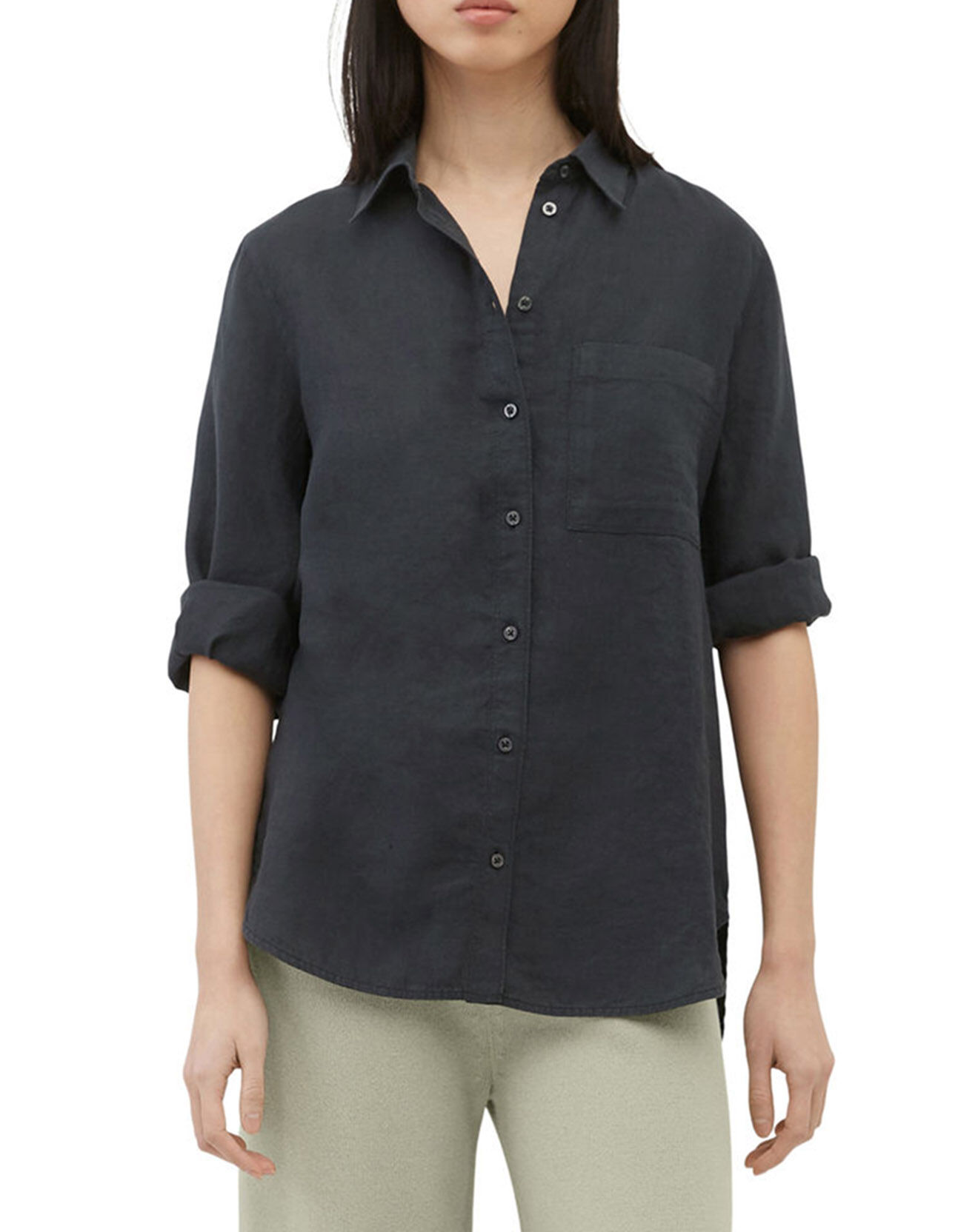 Marc O'Polo Chemise 100% Lin à Poche bleu marine