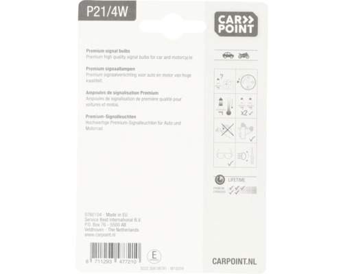 Carpoint Premium autolampen 12V lamptype P21/4W verpakking = 2 stuks