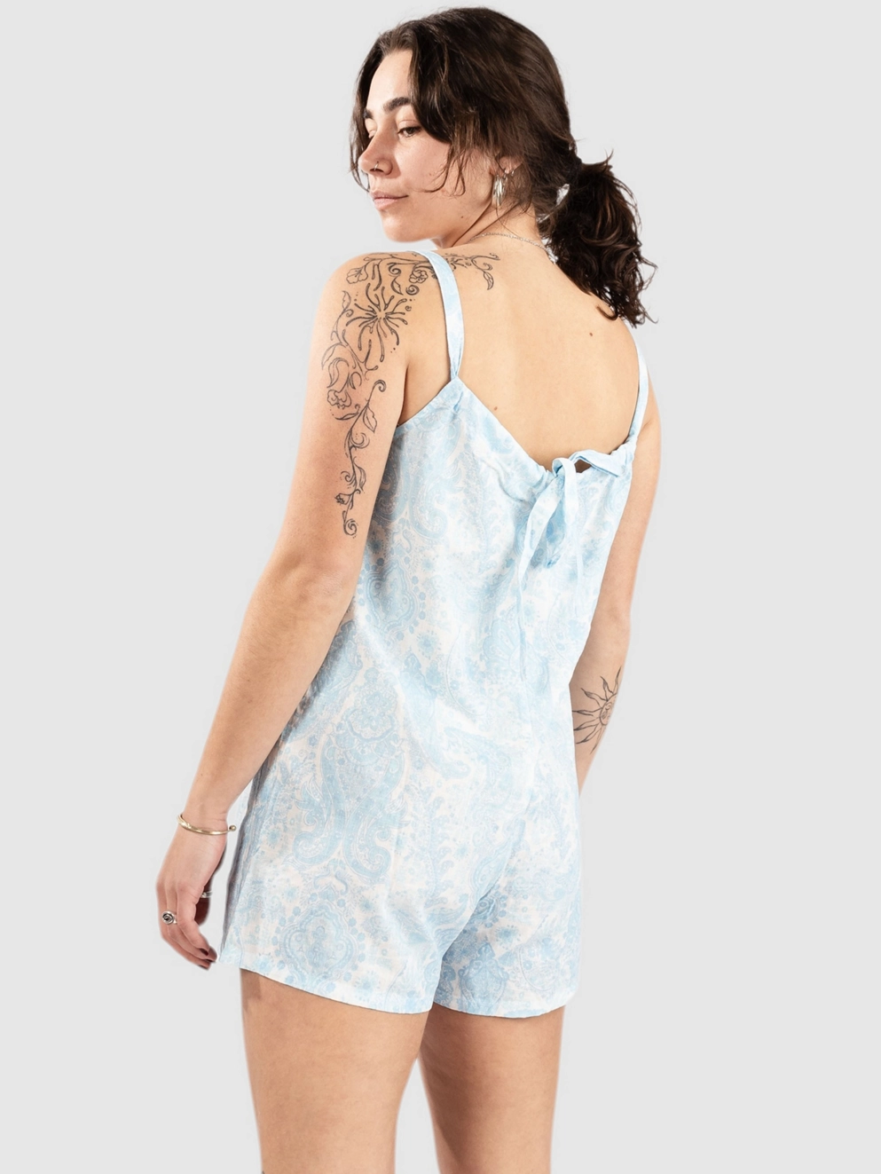 Rhythm Jean Paisley Romper Overall blue