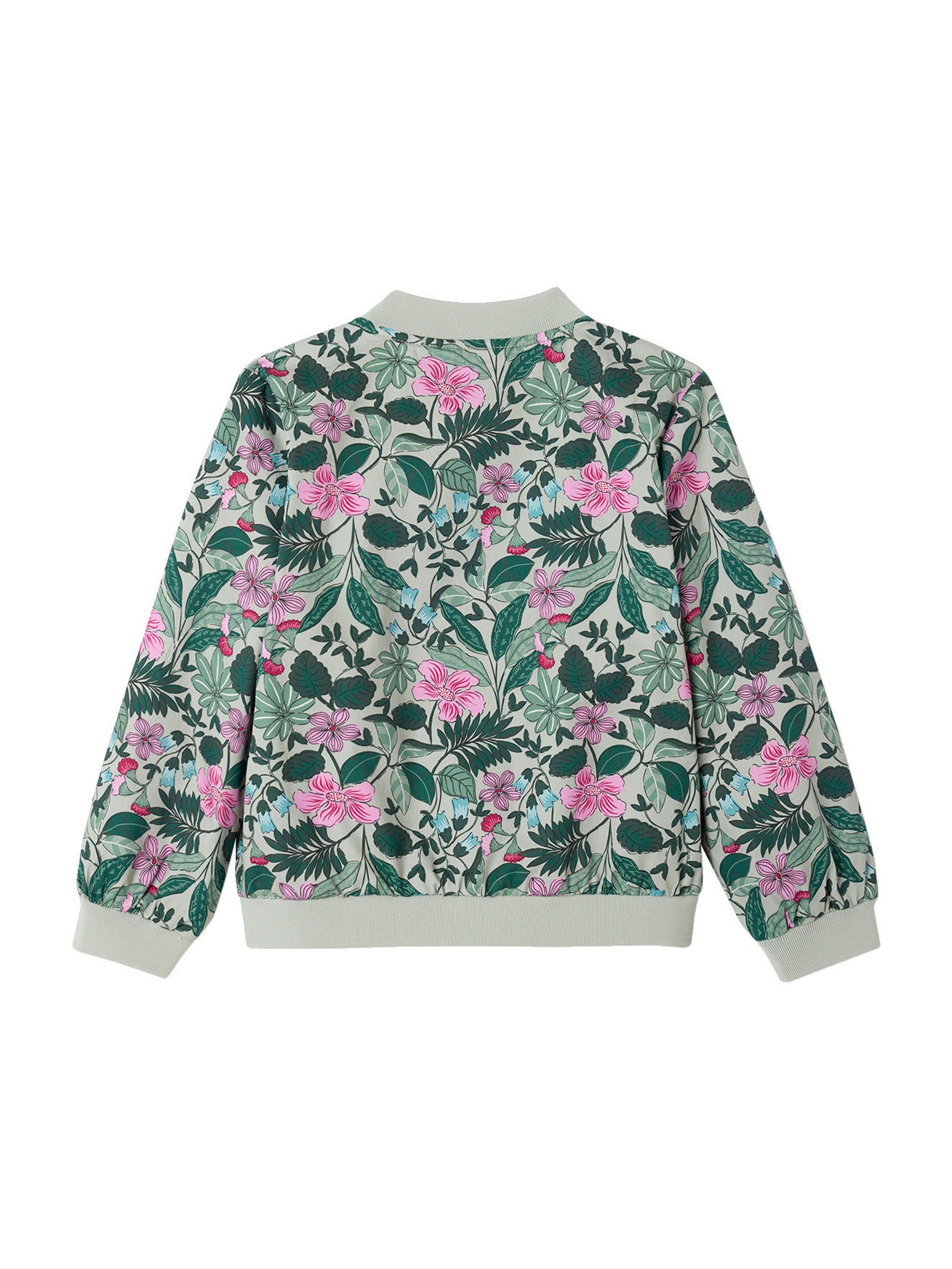 Vertbaudet Mädchen Bomberjacke mit Blumenprint salbeigrün