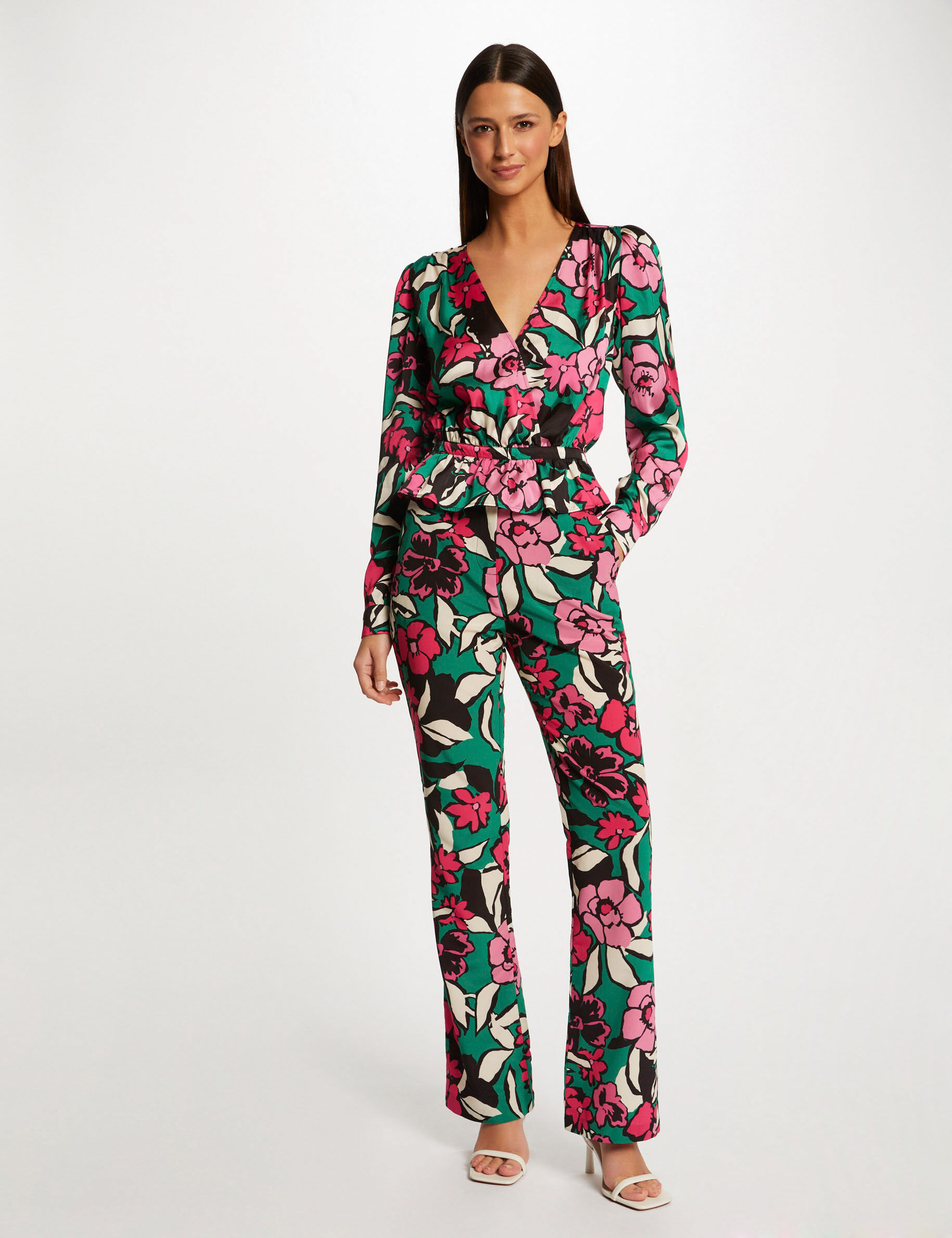 Pantalon droit imprimé floral multico femme - multico