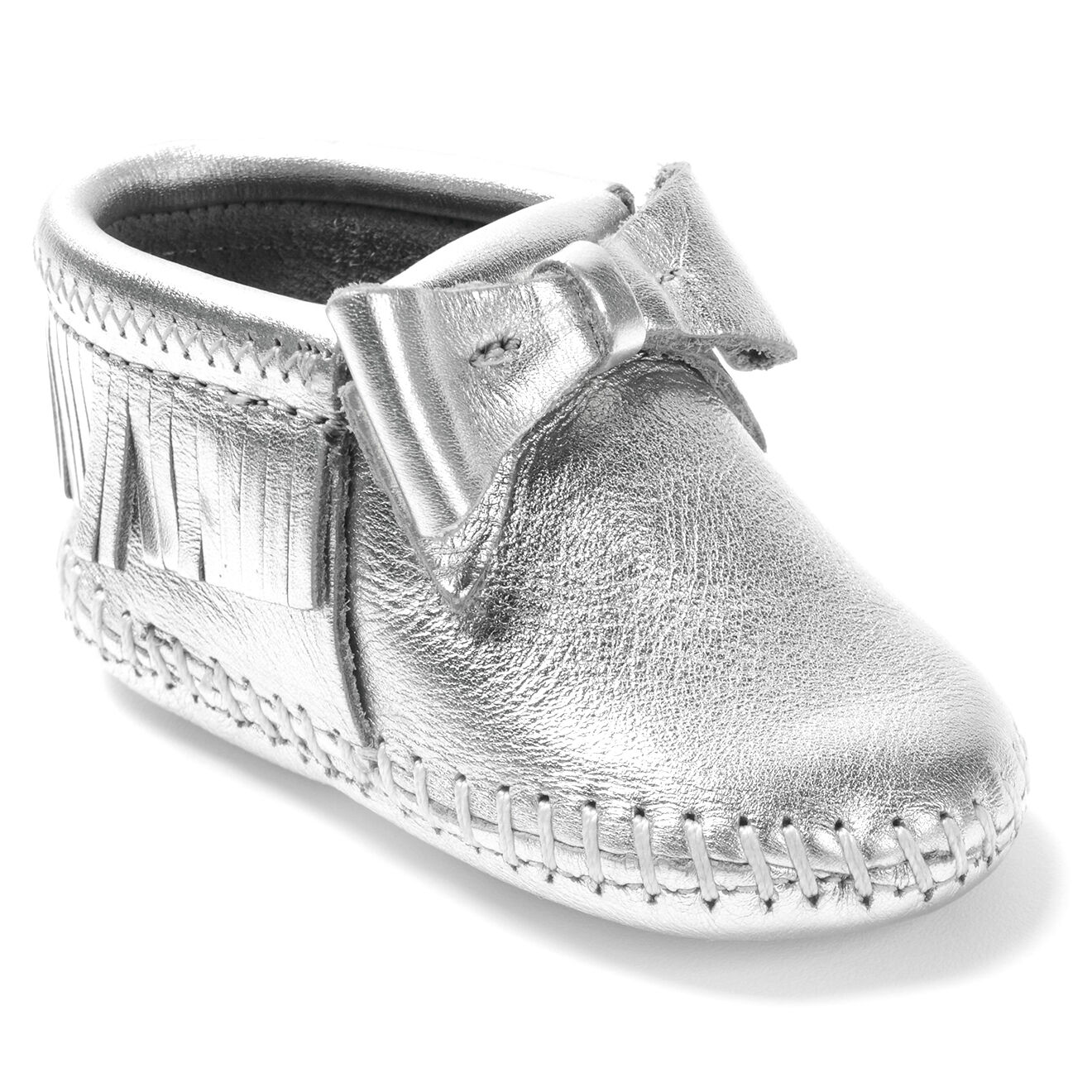 Minnetonka Chaussons en Cuir Rosie argentés