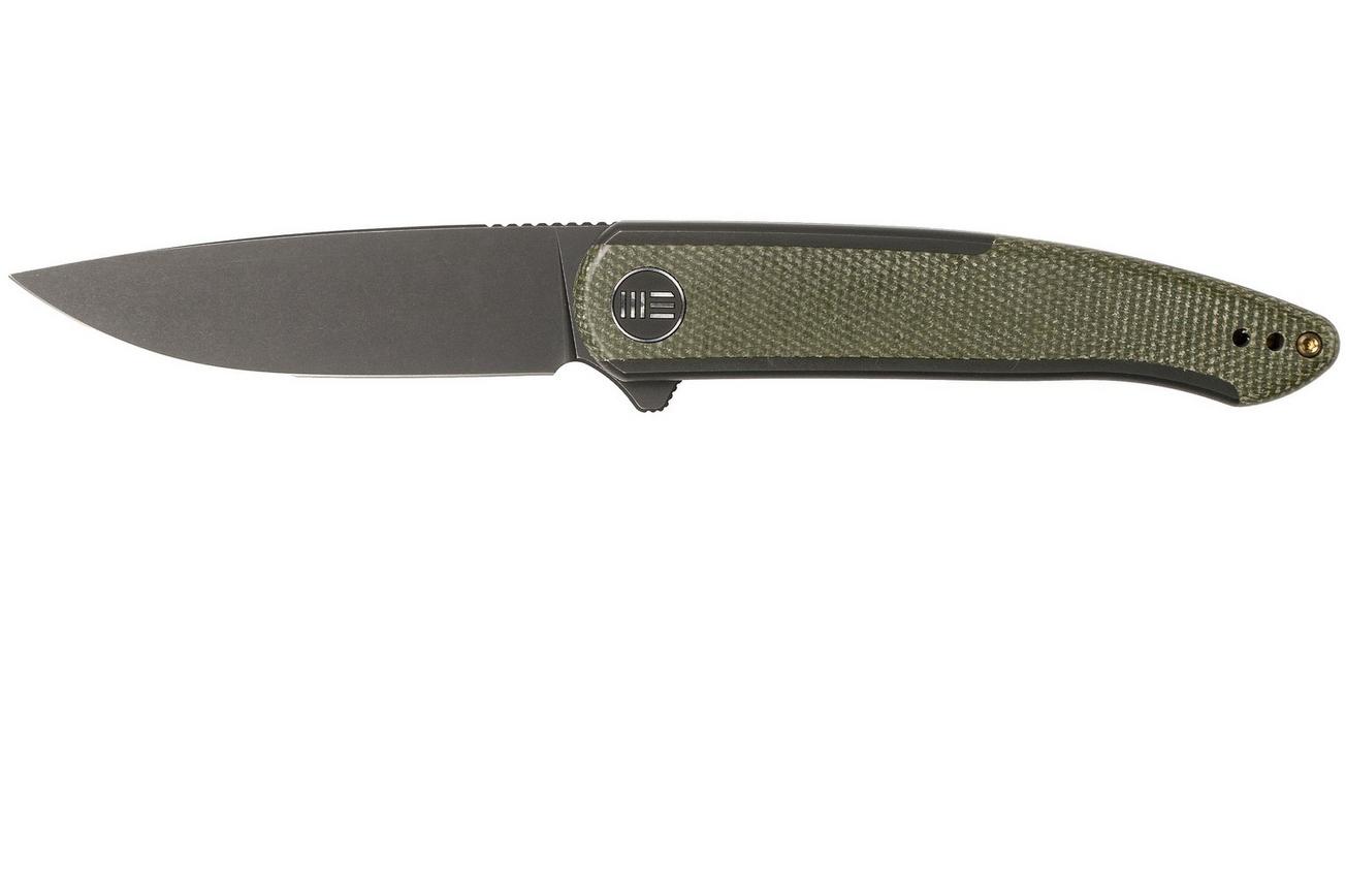 WE Knife Smooth Sentinel WE20043-4 Black Titanium Green Micarta zakmes