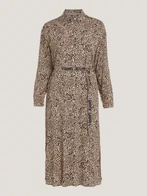 Vestido midi de manga comprida com estampa de leopardo da Curve