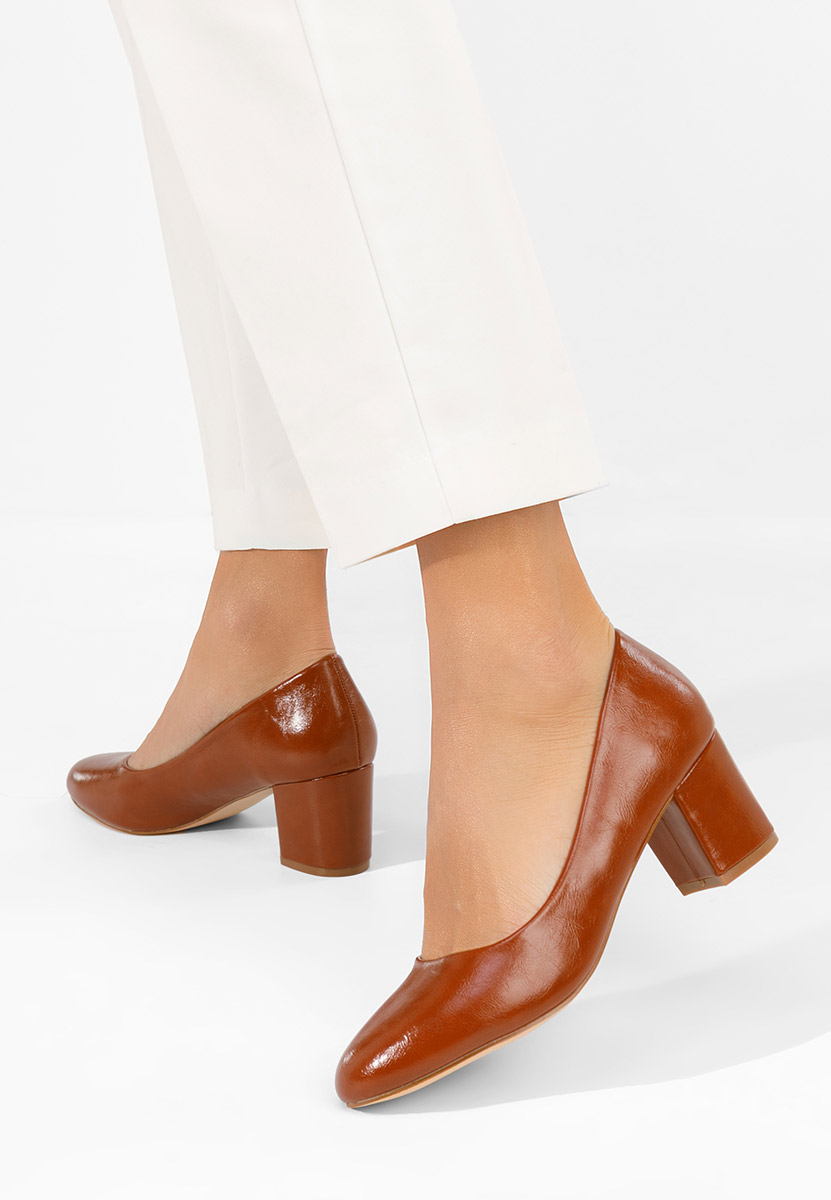 Chaussures à talon épais chameau Selinay