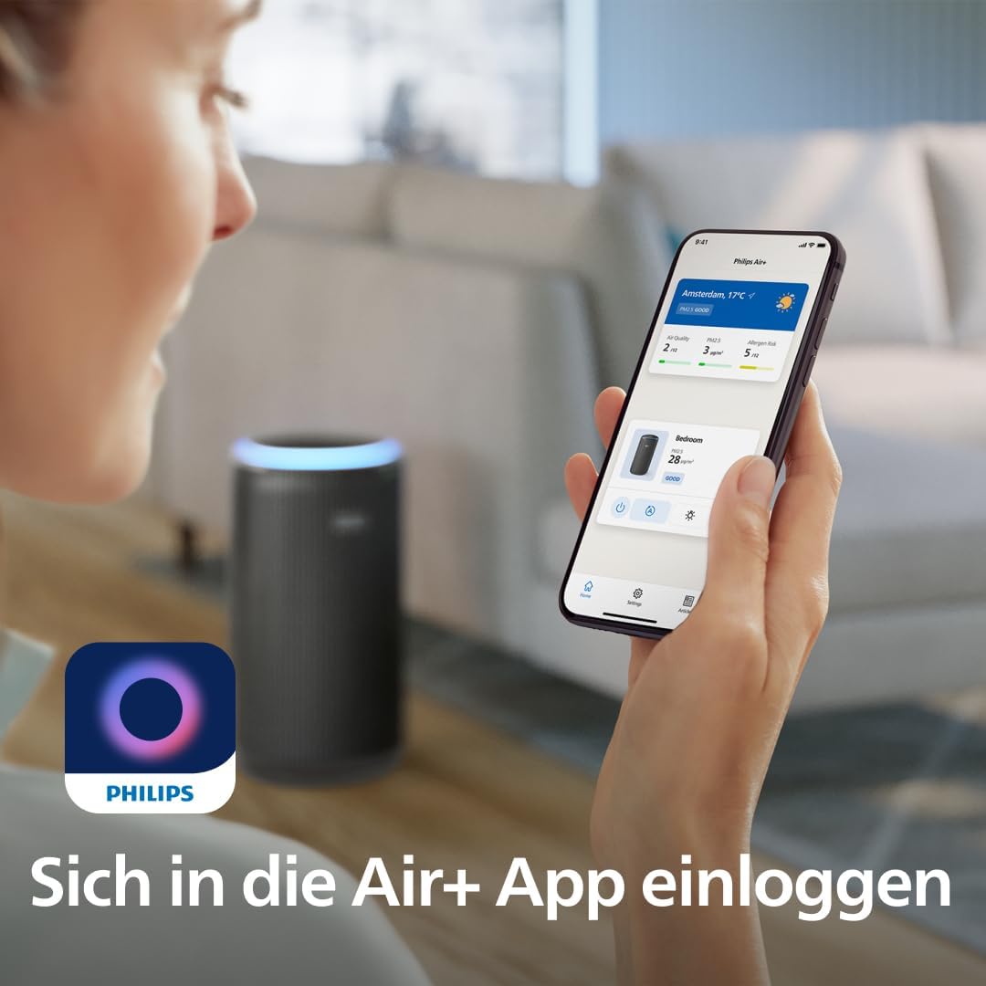 Philips Luftreiniger Serie 4200, HEPA NanoProtect - doppelter Aktivkohlefilter, CADR 600m³/h für 156m², besonders leise, intelligent und energieeffizient (AC4221/11)