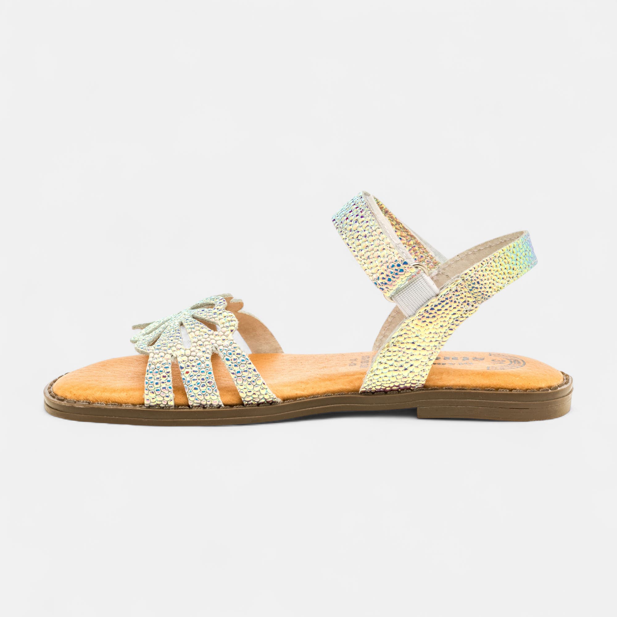Nu-pieds Fille en cuir or