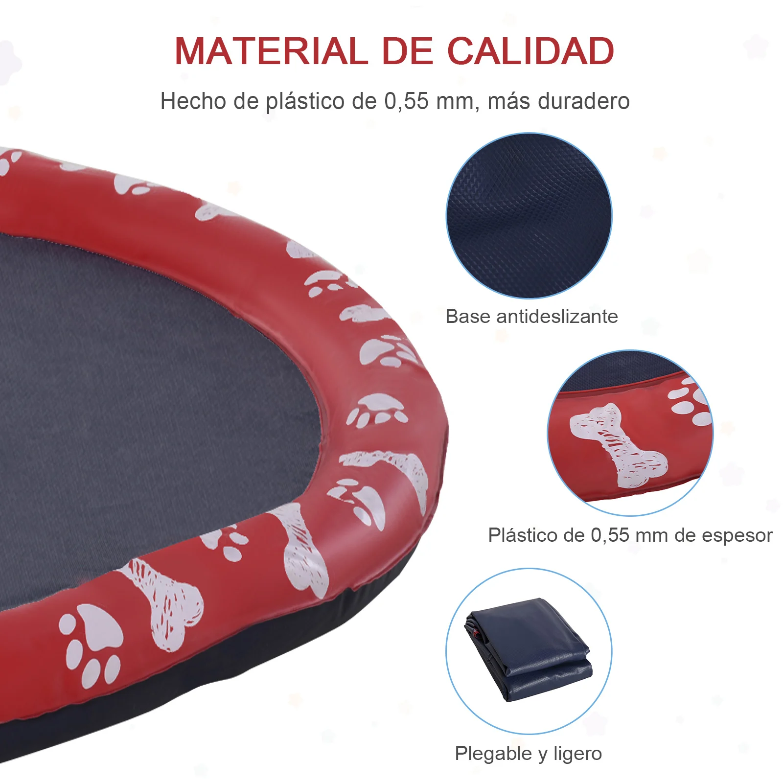 Tapete de água PawHut para animais de estimação, vermelho e azul