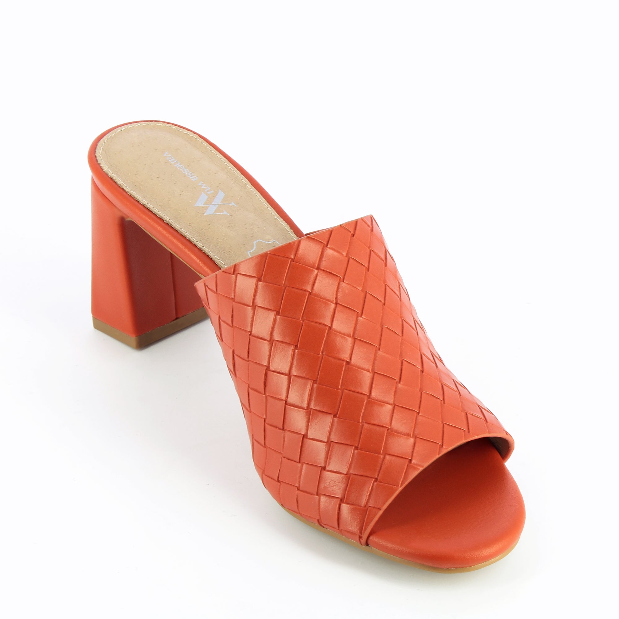 Sandales à talon, Compensées-Mules à talon Melaurie rouge effet tressé