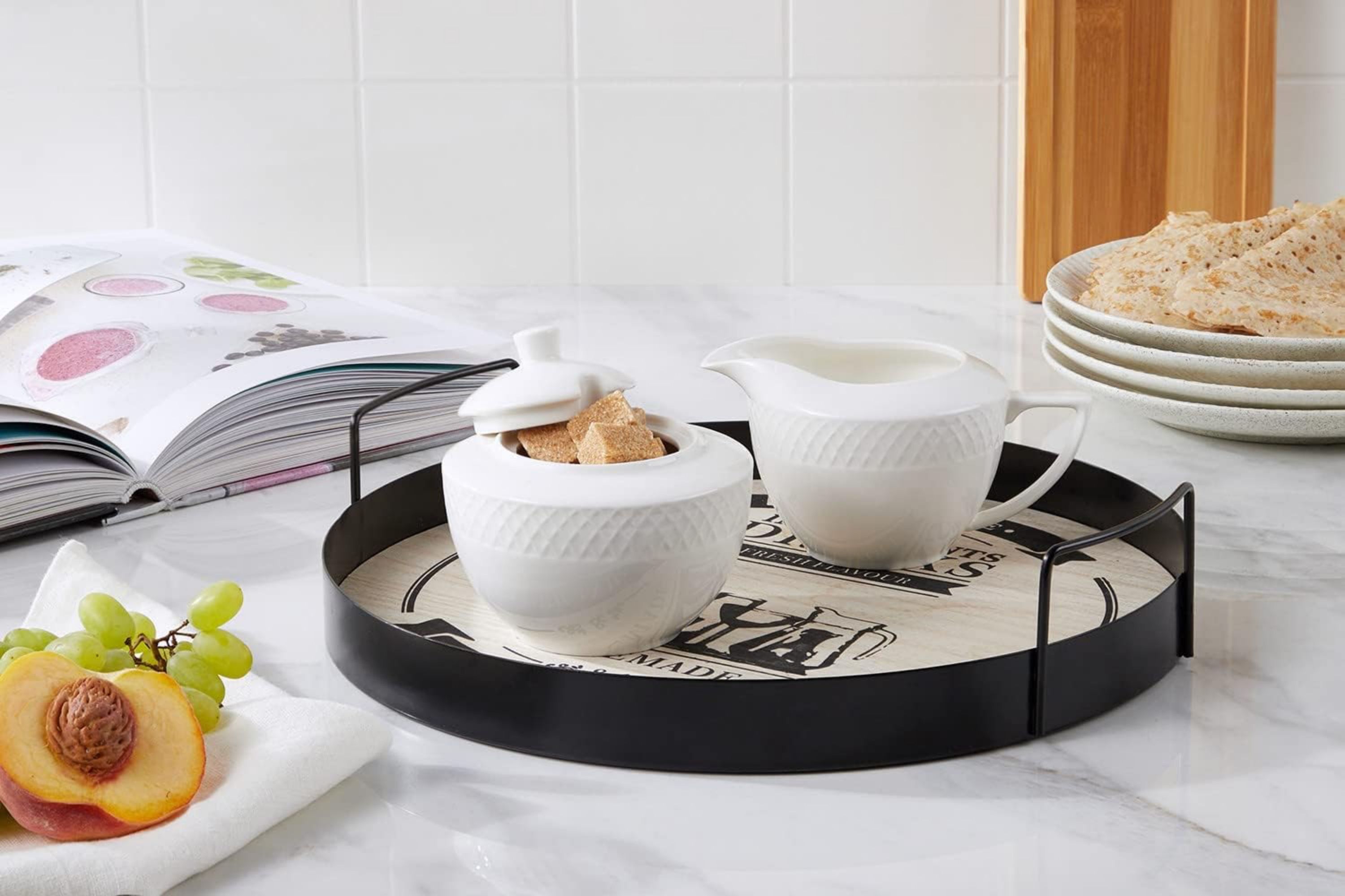 Zuckerdose + Milchkännchen-Set, 2-teilig | Milch- & Zuckerbehälter aus Porzellan