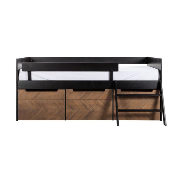 Europe Baby Beau Kinderkamer Walnoot Incl. Houten Onderstel |  Bedbank 90 x 200 cm   Kast 3-Deurs