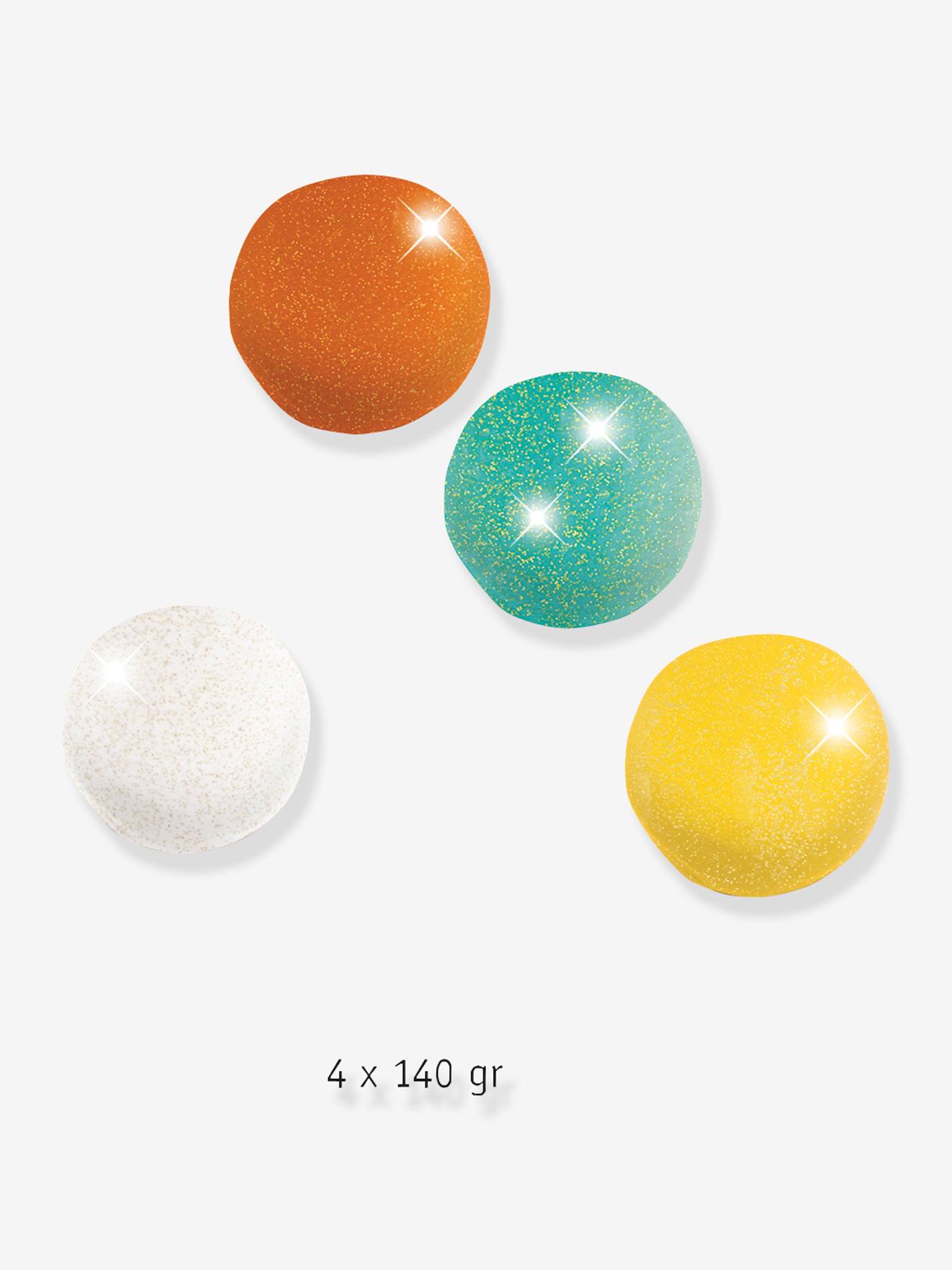 4 potes de massa de modelar com glitter multicolorida da DJECO