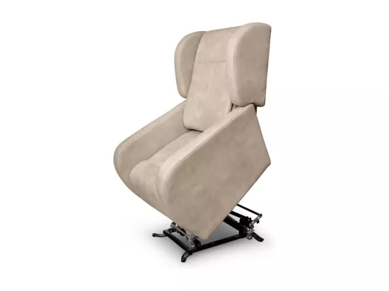 Fauteuil de relaxation Lise électrique et releveur en tissu imitation cuir - Beige - L78 x 102 x 113cm - Loungitude