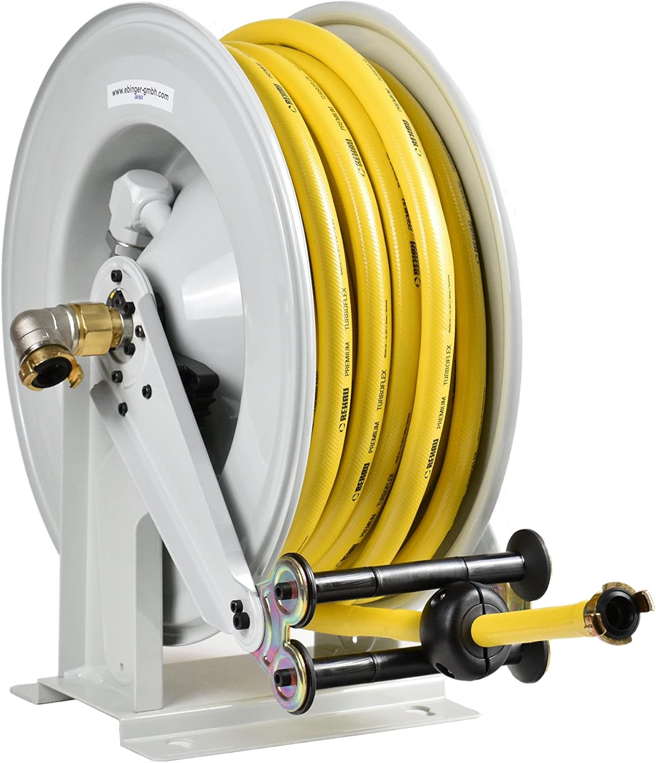 Ebinger Automatik-Schlauchaufroller OSM 610 Stahl schwarz mit 30m PVC- 1/2' Gewebeschlauc