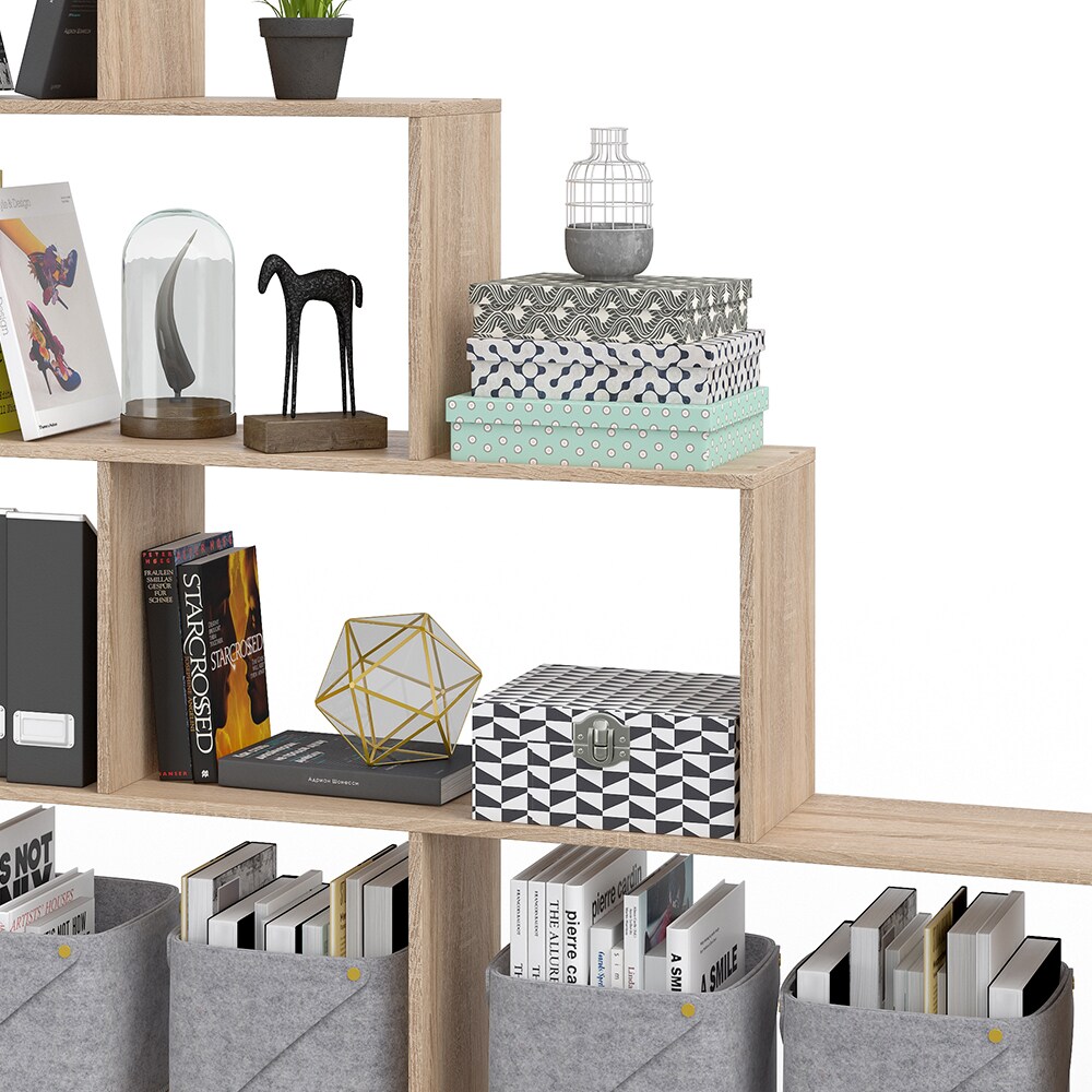 Vicco Treppenregal ASYM Raumteiler sonoma Bücherregal Standregal Aktenregal Hochregal Aufbewahrung Regal