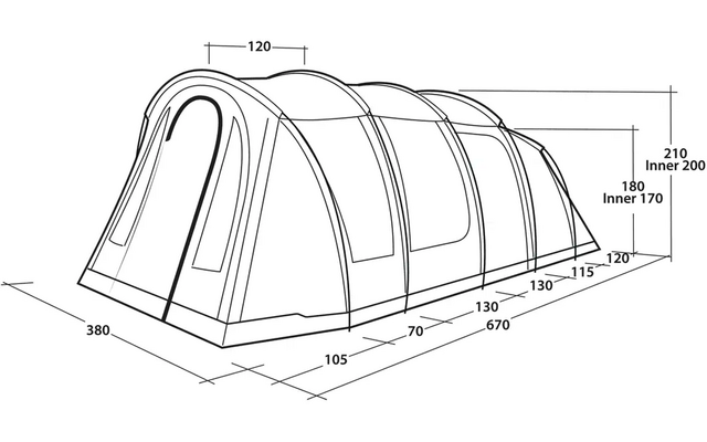 Outwell Edmonds 6 TC Tunnelzelt für 6 Personen beige