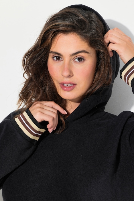 Loungewear-Fleecekleid, Kapuze, Stickerei, Langarm
