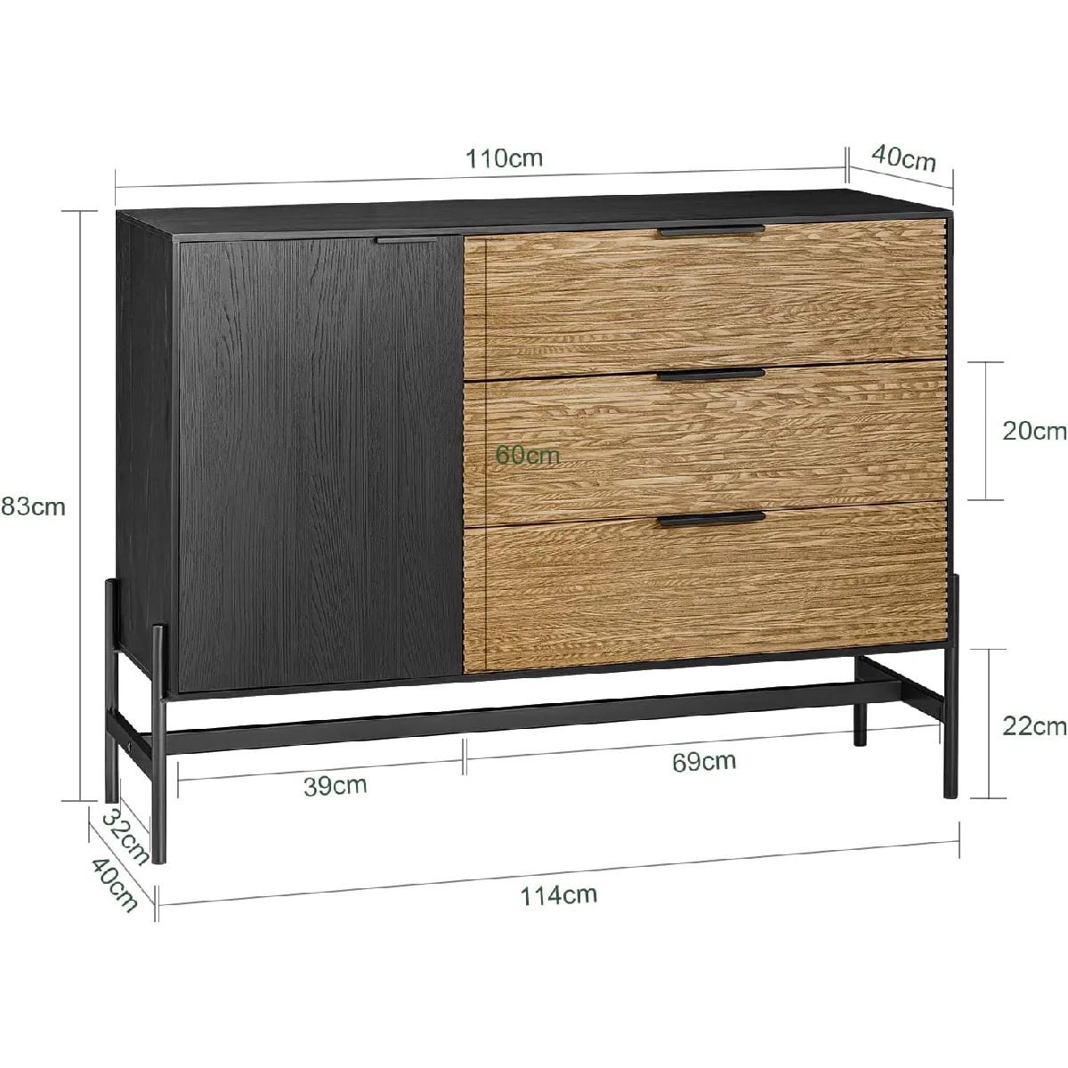 SoBuy Buffet Bas HFSB02-SCH - Naturel