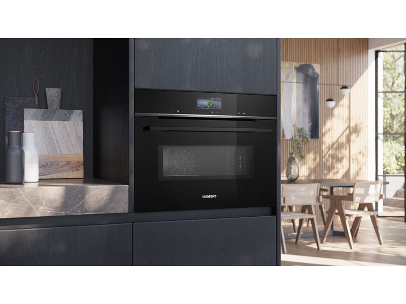 Siemens Einbaubackofen mit Mikrowelle iQ700 CM776GKB1 Schwa Einbau-Kompaktbackofen