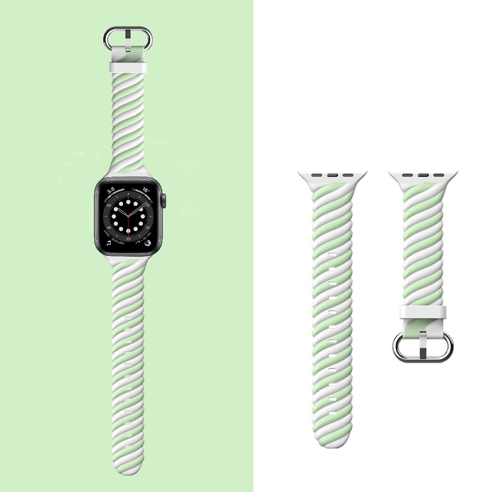 Apple Watch (49/46/45/44 mm) Silikon Armband Squirl (Gelenkumfang: 157-233mm) - Weiss / Grün
