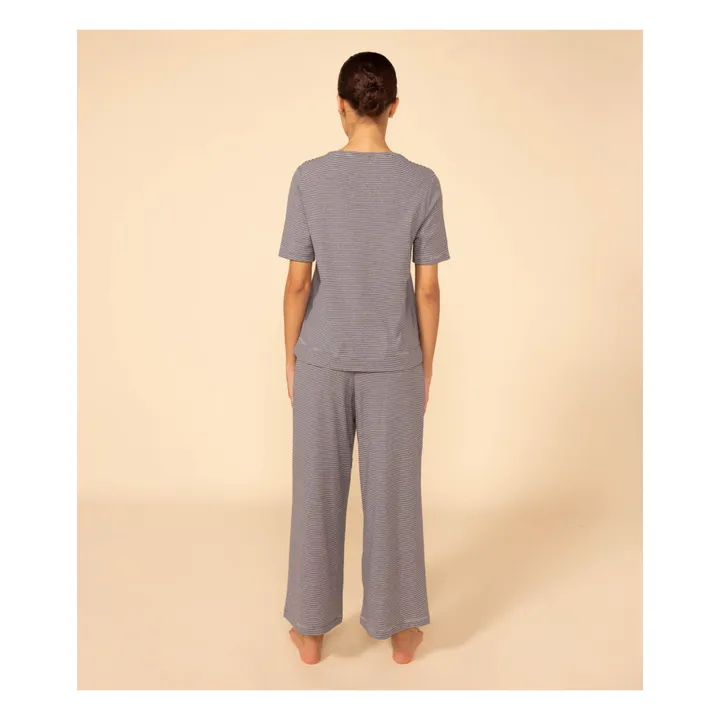 Petit Bateau Ensemble Pyjama Marence Rayé - Collection Femme | Bleu marine