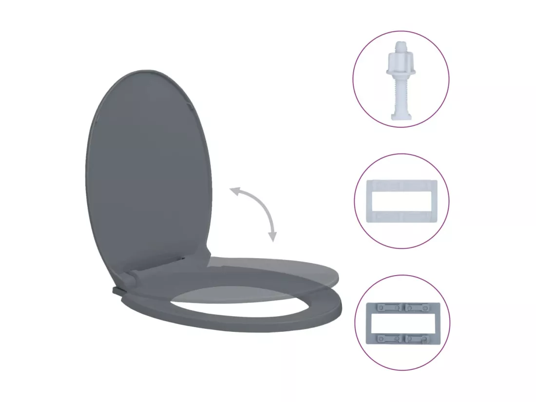 Siège de toilette abattant grise 46 x 34 x 5 cm 02_0002917