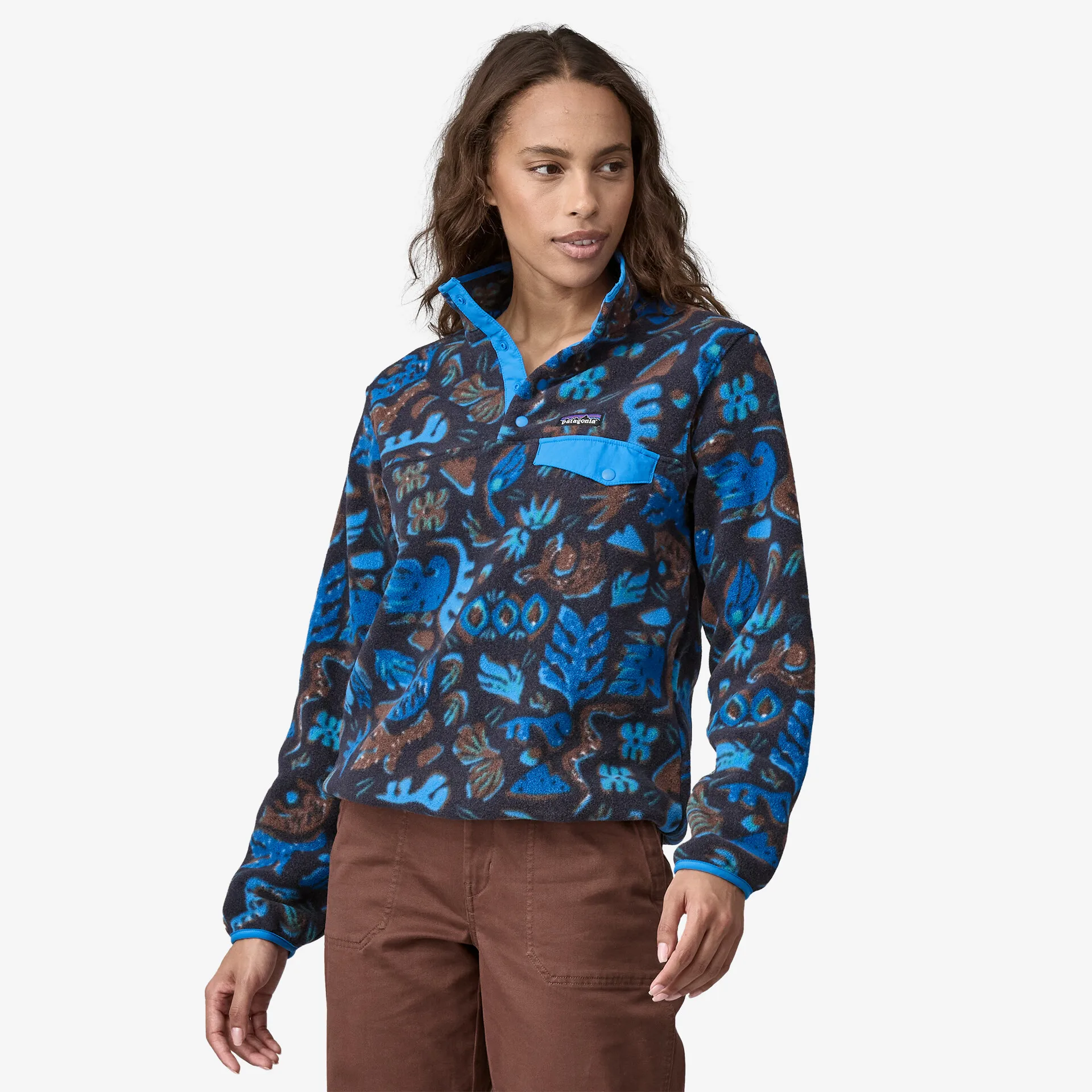 Patagonia W'S Lw Synch Snap-T P/O Across Oceans: Pitch Blue