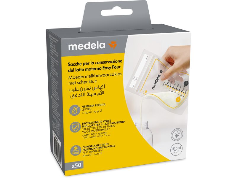 MEDELA Muttermilchbeutel Easy Pour 50 Stück Muttermilchbeutel, 210 ml