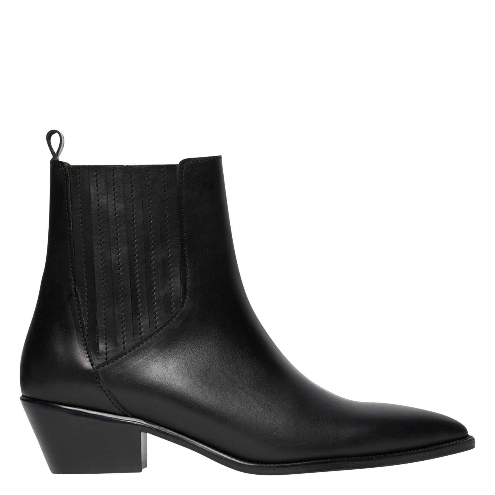 Bottines western en cuir| Noir