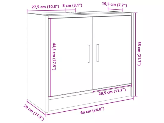 Armoire d'évier noir 63x29x55 cm bois d'ingénierie