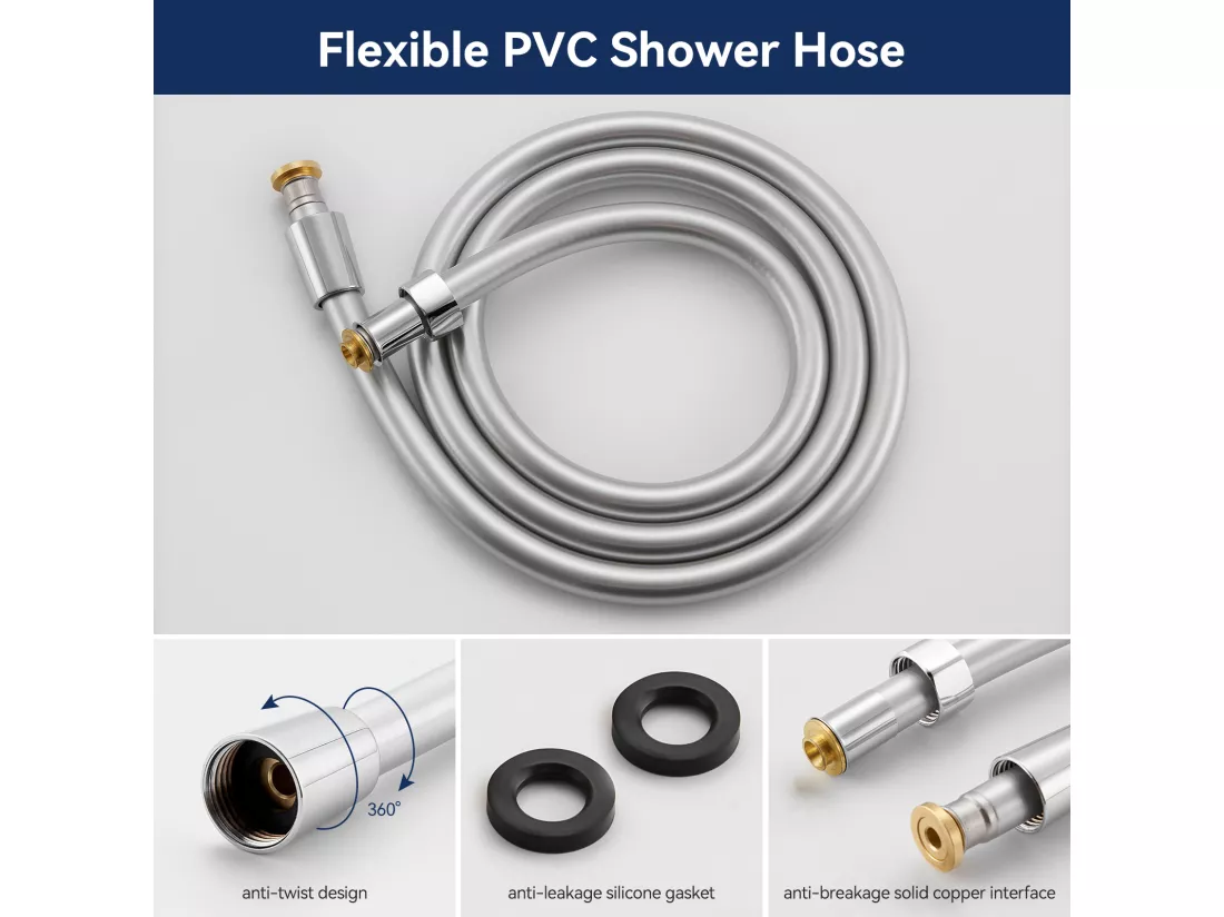Ensemble de Douche avec Etagère et Douchette à Main 3 Fonctions, Chromé Colonne de Douche Thermostatique avec 38°C Mitigeur