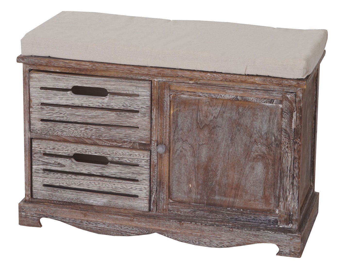 Sitzbank Asti, Bank Kommode, Shabby-Look Vintage MVG-zertifiziert 49x71x32cm braun