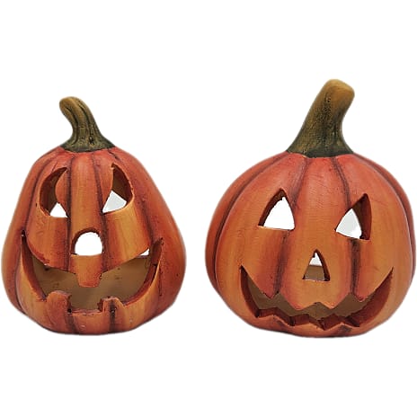 Halloween græskar fyrfadsstager 11x9,5 cm - flere varianter - assorteret