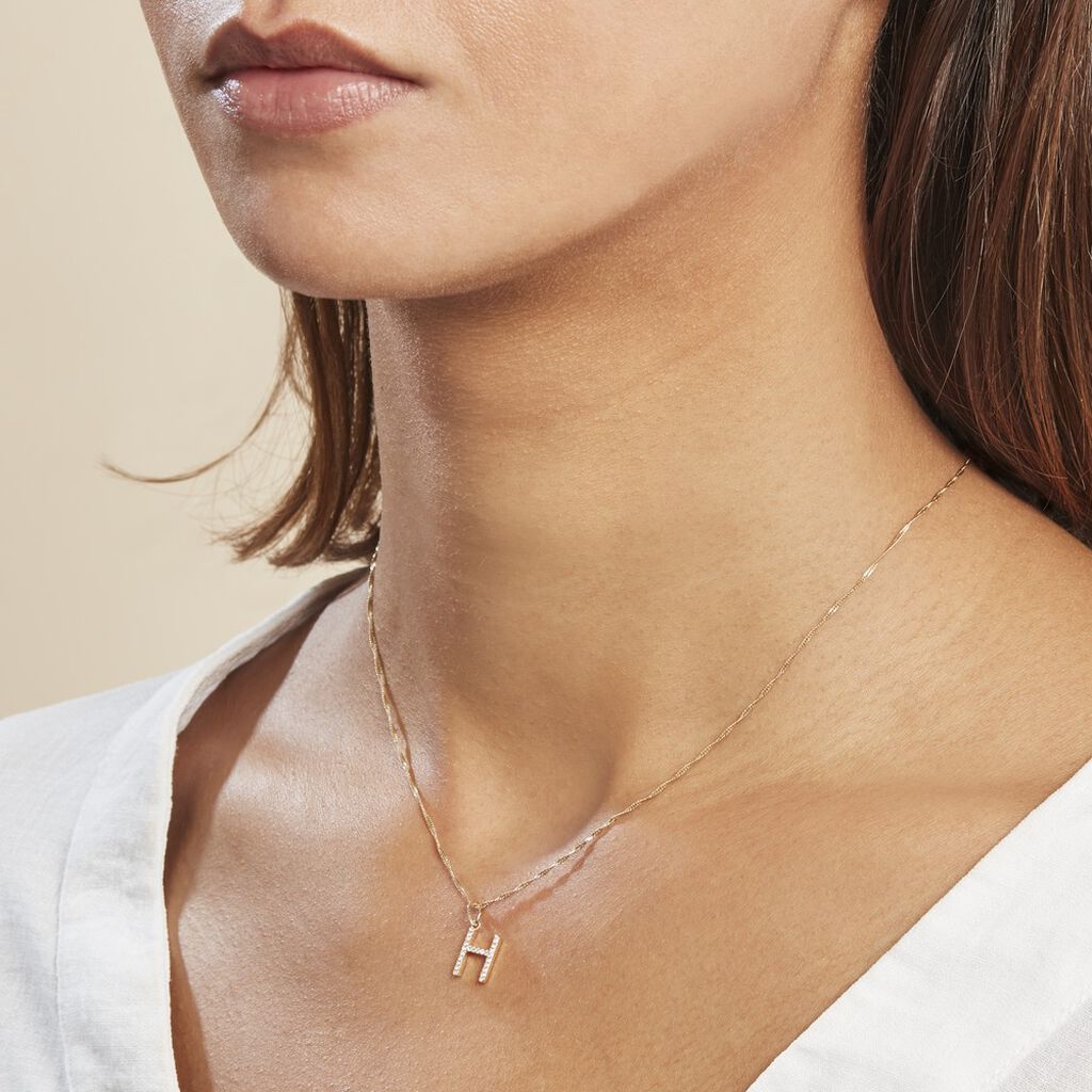 Pendentif Lettre H Or Jaune Oxyde