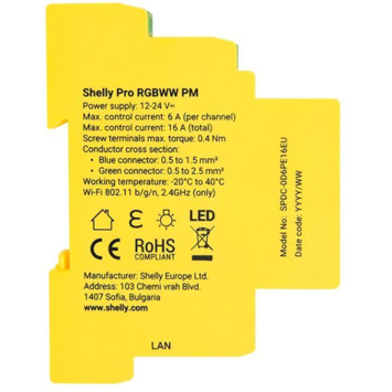 Shelly Pro RGBWW PM LED controller & energiemeter WiFi DIN rail