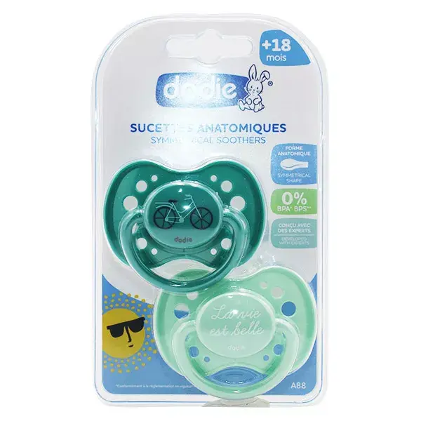 Dodie Sucette Anatomique +18m Bleu Lot de 2
