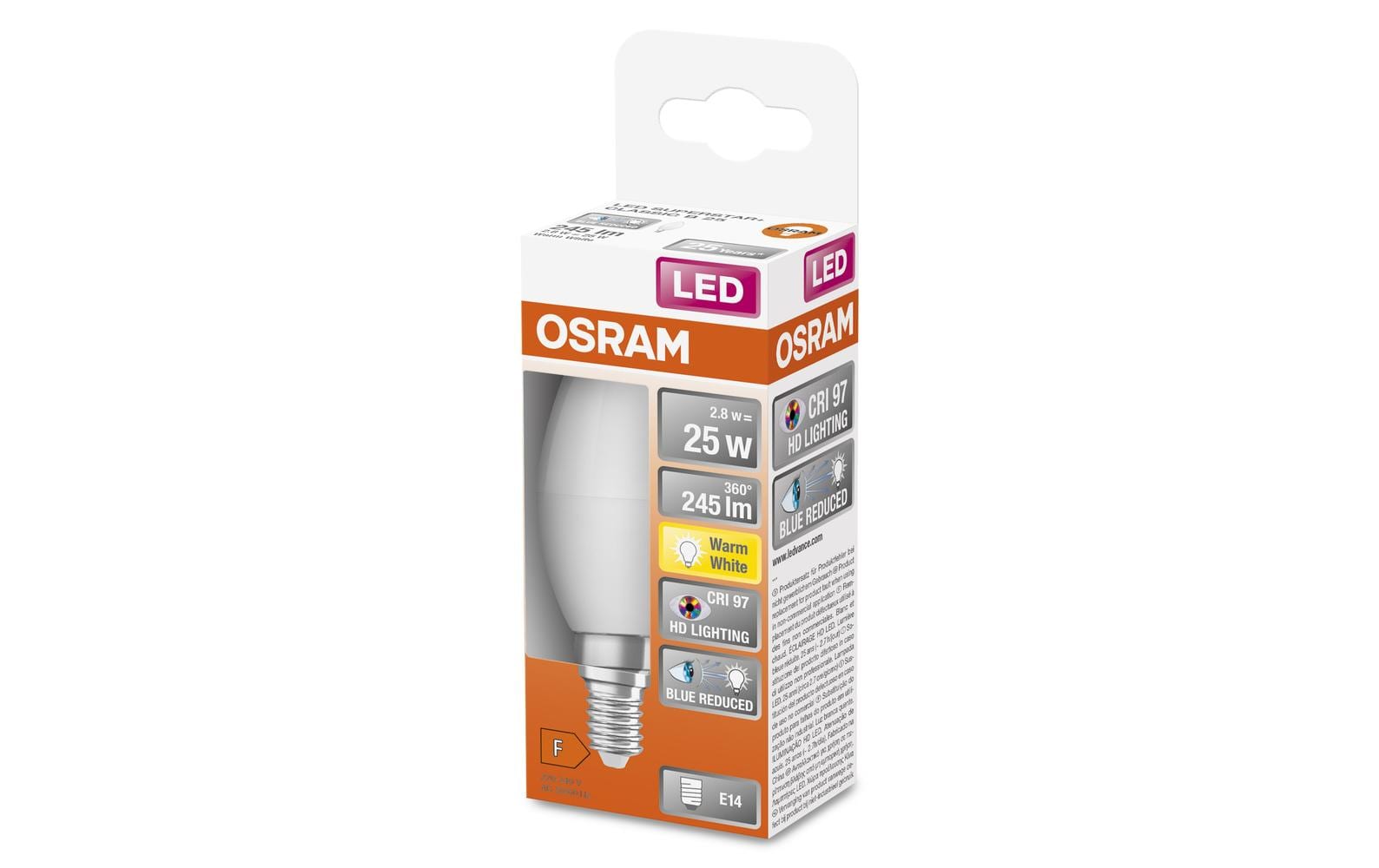 Lampe LED CLASSIC LAMPS FROSTED 2.8W, E14, WarmweissLED-Lampen mit CRI 97, A B P Formen