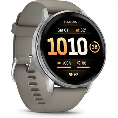 Montre connectée Garmin Venu 4 noir et silver - bracelet silicone gris - 45mm