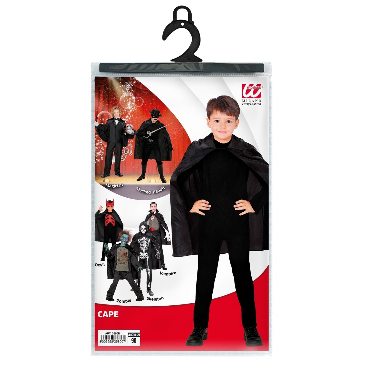Halloween Cape Zwart Kind 90cm