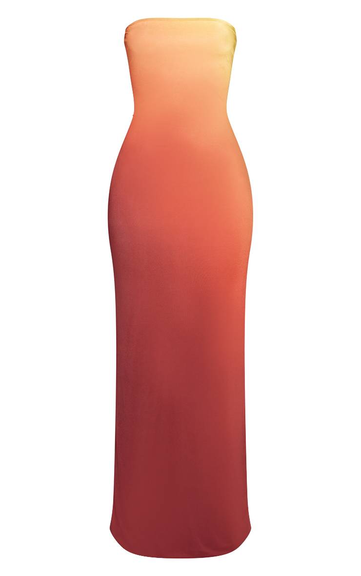 Marron Robe Maxi Bandeau Imprimée Ombré Coucher De Soleil