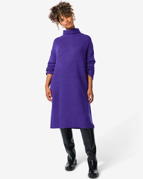 robe à col roulé tricotée Frankie  bleu
