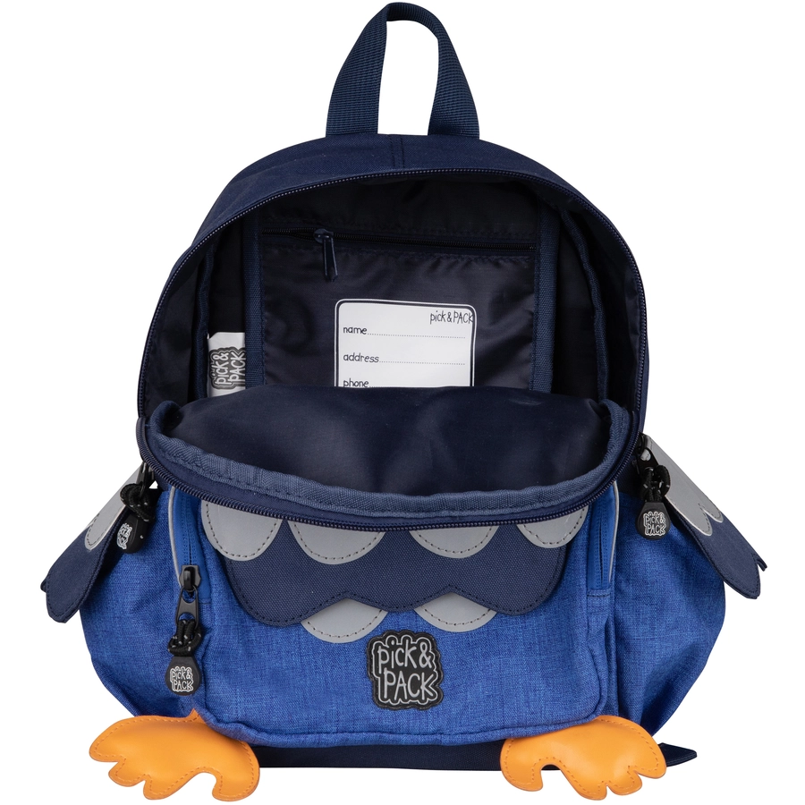 Pick & Pack Rucksack Owl Shape Blue melange