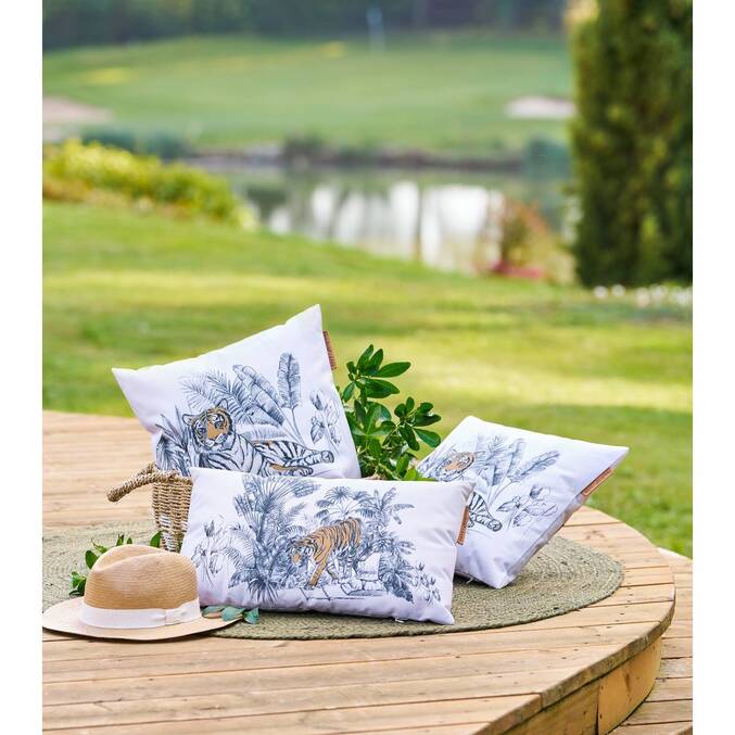 Coussin déco d'extérieur MAORIA motif Tigre