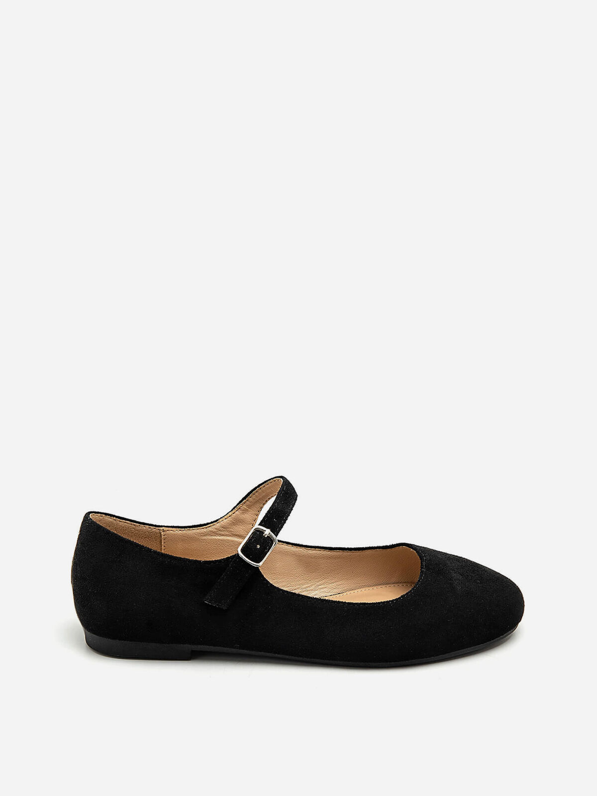 Ballerines en suédine à bride- Noir