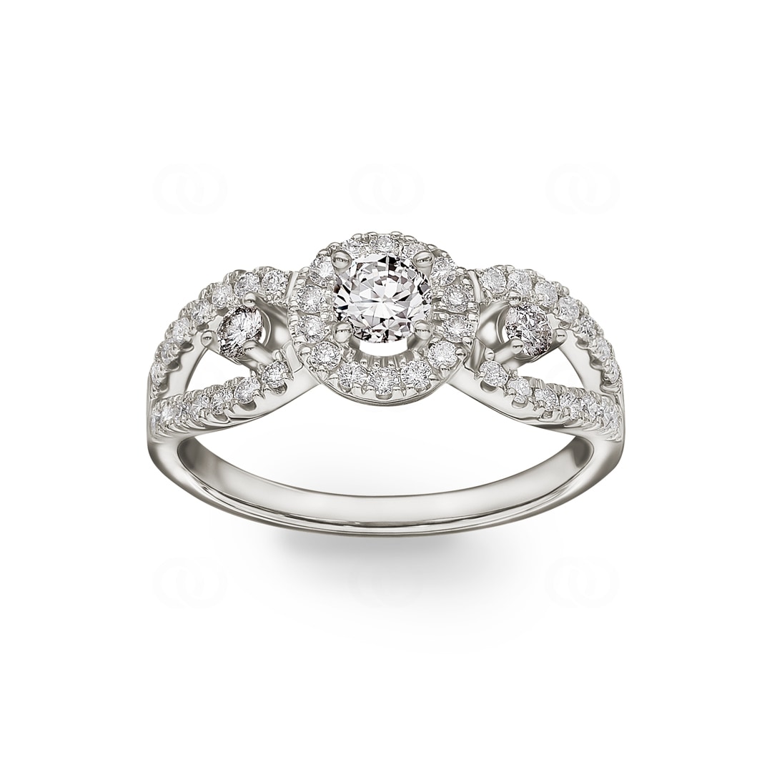 Verlobungsring 750/18 K Weissgold mit Diamanten 1.07 ct H/si