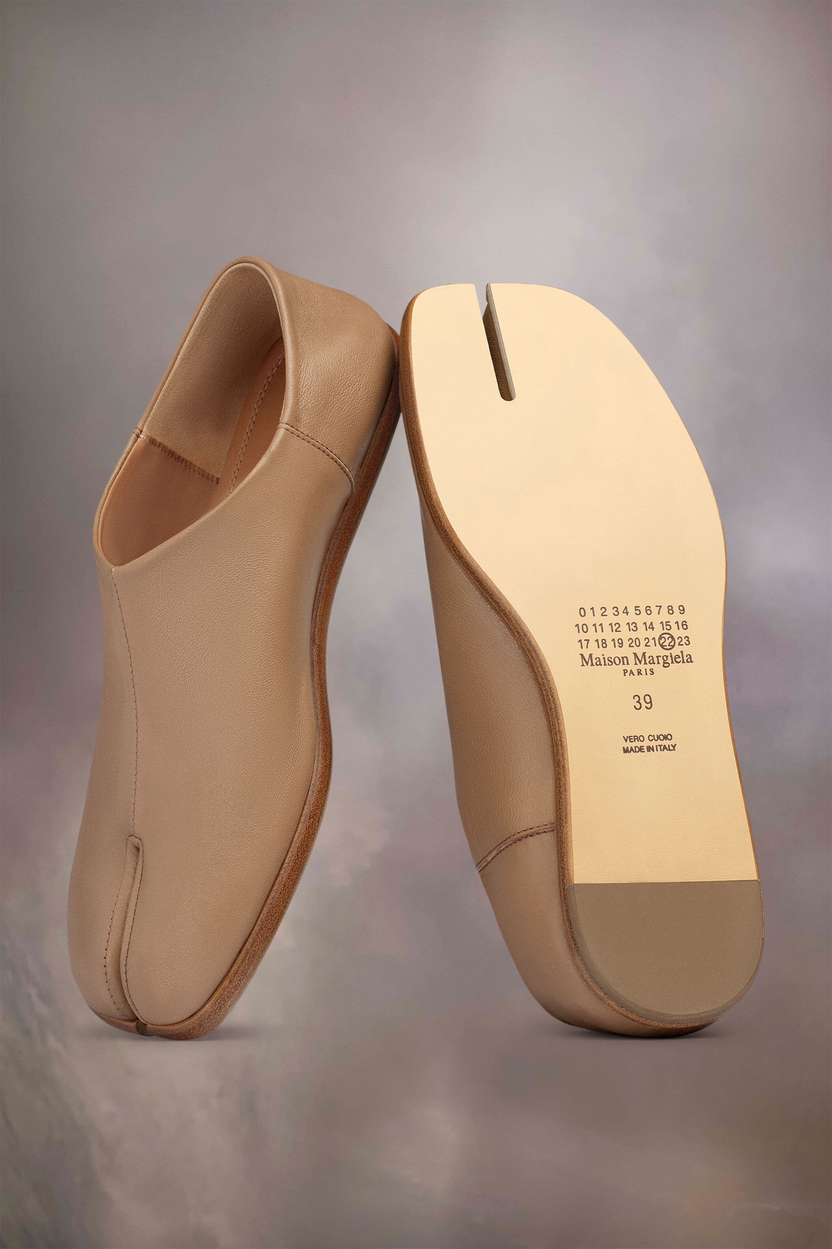Babouches Tabi marron en cuir pour femme Nude